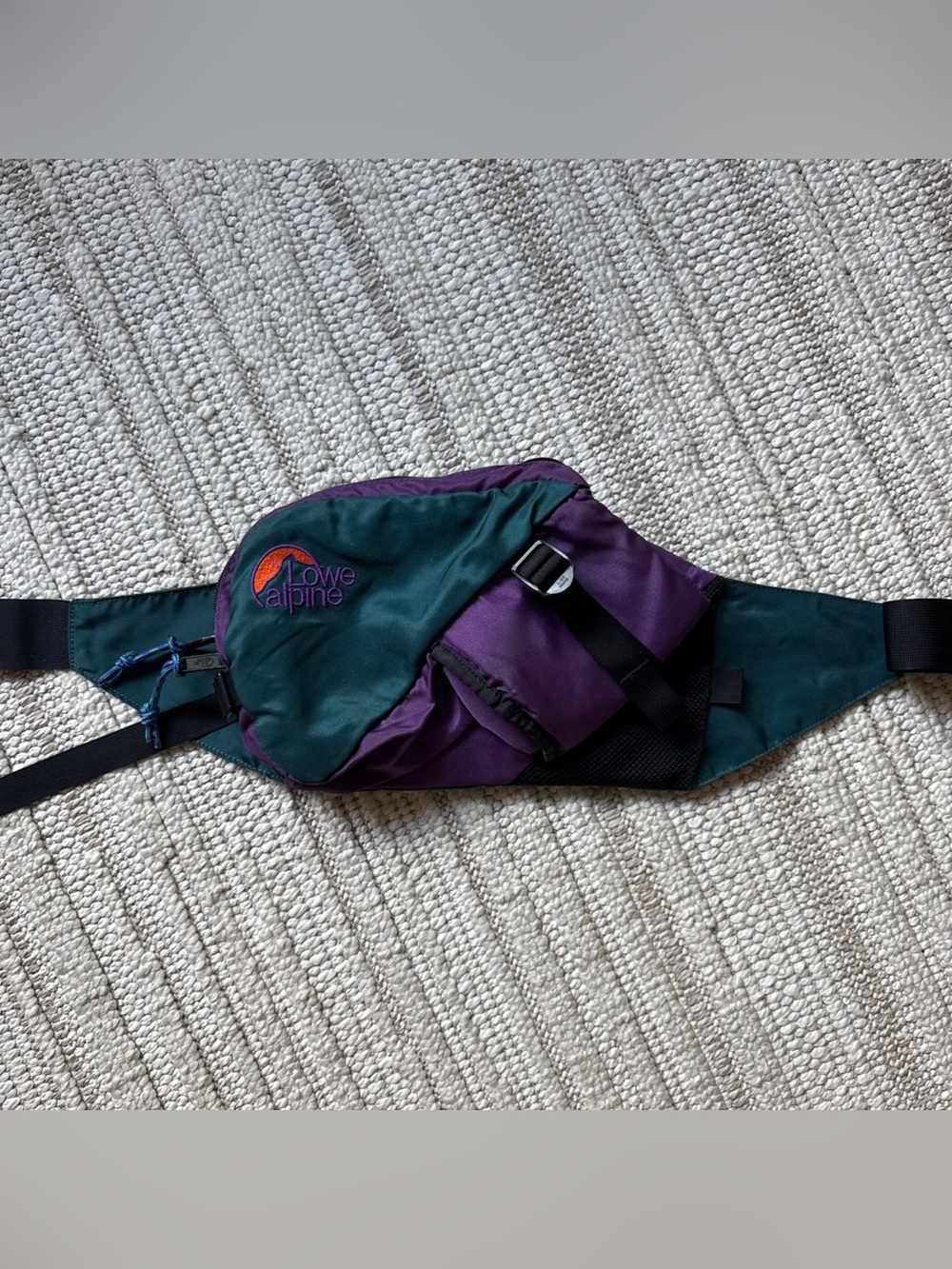 Vintage 1990's Lowe Alpine Fanny Pack Belt Bag Purple Green Festival Hiking